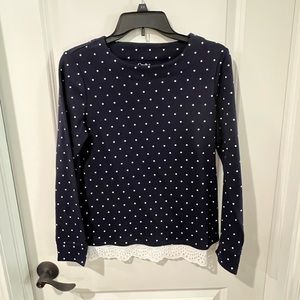 Navy Polka Dot Long Sleeve Top